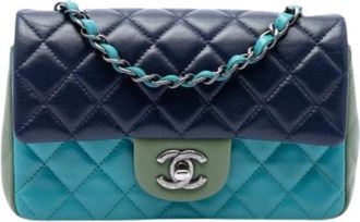 Chanel Pre-owned Vintage Flap Bag - Dames - Vintage Schoudertas - Blauw - ONE Size - Leer - Vintage