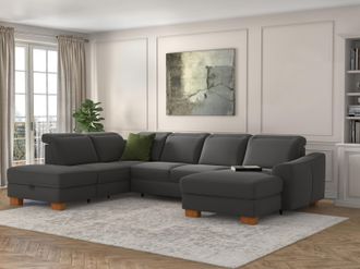 Sit&more Wohnlandschaft »Dundee U-Form« mit Federkern und Massivholzfüssen, wahlweise mit Kopfteilverstellung