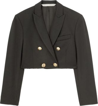 Palm Angels Stijlvolle Cropped Double-Breasted Blazer - Dames - Blazers - Zwart - S - Jassen