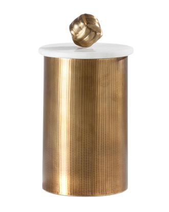 Torre & Tagus Tomar Antique Brass Ribbed Canister Tall