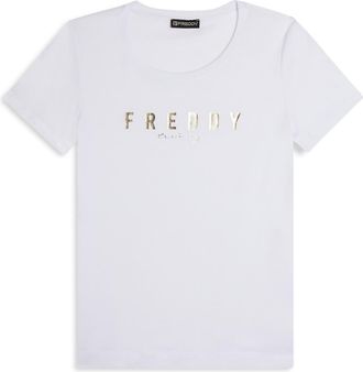 Freddy T-shirt in jersey con logo oro chiaro sul fronte