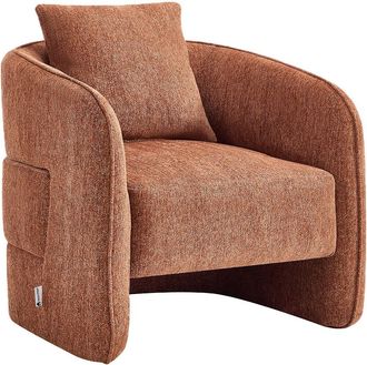 Vente-Unique Sill&oacute;n de tela jaspeada terracota LANITO