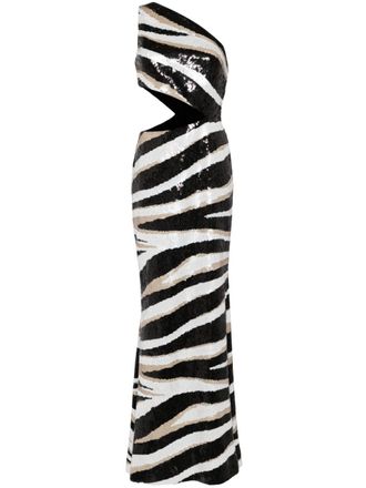 Elie Saab asymmetric sequin dress - Black