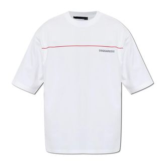 Dsquared2 Tops, Heren, Wit, L, Katoen, Logo T-shirt