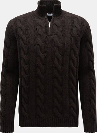 Braun Hamburg Men - Cashmere half-zip jumper dark brown