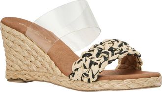Andr&eacute; Assous Anfisa Wedge Sandal in Clear/black/natural at Nordstrom, Size 10
