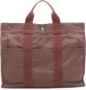 Herm&egrave;s Brown Canvas Tote Bag (Pre-Owned)