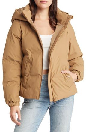 Vero Moda Noe Hooded Puffer Coat in Tigers Eye at Nordstrom, Size Medium
