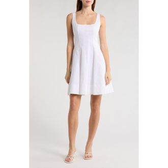 Staud Wells Stretch Cotton Minidress in White at Nordstrom, Size 8