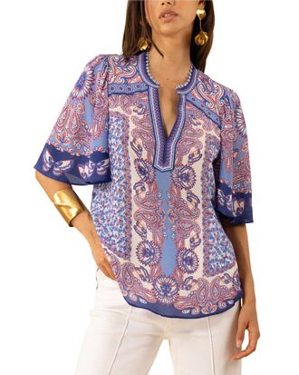 Hale Bob Hale Bob Novah Short Sleeve Jersey Silk Top