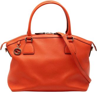 Gucci Pre-owned Handbags, female, Orange, Size: ONE SIZE Pre-owned Leather Satchel
