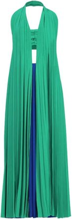 Zeus + Dione Geplooide Halternek Jurk Blauw Groen - Dames - Maxi kleedjes - Veelkleurig - XS - Rayon - Kleedjes