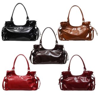 Generic PU Leather Shoulder Bag Y2K Crossbody Bag Fashion Tote Bag for Women (Black)