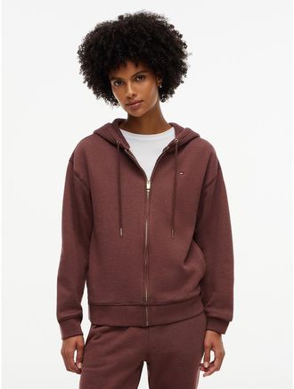 Tommy Hilfiger Womens Relaxed Fit Zip Hoodie - Pure Brown - XXL
