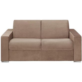 Vente-Unique Vente-unique - Divano letto 2 posti a ribalta in velluto Beige - Larghezza Materasso 120 cm - Spessore 14 cm - calito