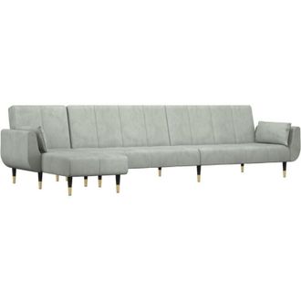 vidaXL Vidaxl - Sof&aacute; Cama En Forma De L Terciopelo Gris Claro 275x140x70 Cm