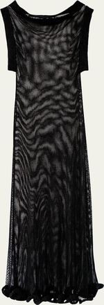 Aisling Camps Wave Boatneck Mesh-Knit Maxi Dress