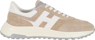 Hogan Sand Hyperlight Laced Embossed-H Leather Sneakers