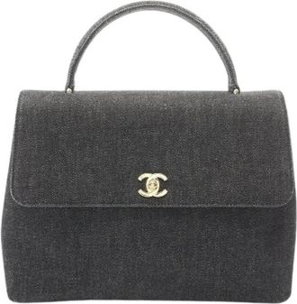 Chanel Pre-owned Coco Mark Denim Handbag - Dames - Vintage Handtas - Zwart - ONE Size - Denim - Vintage