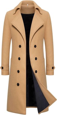 Generic Mens Jacket 2024 Windproof Outwear Coat Parka Top 2024 Autumn/Winter Long Double Breasted Trench Coat Mens Coat Slim Coat Mens Cargo Outwear 2025 Swea