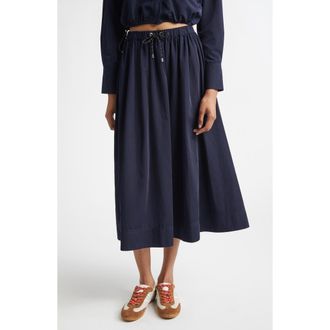 Veronica Beard Bates Taffeta Midi Skirt in Navy at Nordstrom, Size 6