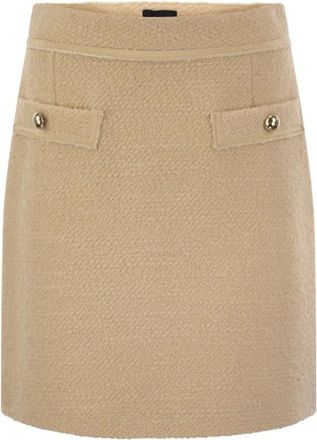Fay Boucl&eacute; Mini Rok - Dames - Korte rokken - Beige - L - Katoen - Rokken
