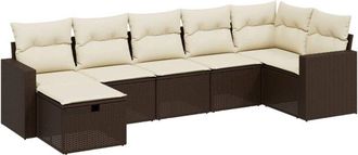 vidaXL Juego De Sof&aacute;s De Jard&iacute;n 7 Piezas Con Cojines Rat&aacute;n Pe Marr&oacute;n Vidaxl