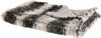 Beliani Beliani - Manta De Acr&iacute;lico Gris Y Blanco Patr&oacute;n De Rayas 150 X 200 Cm Mullido Suave Retro Taza