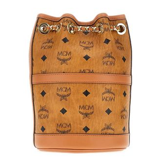 MCM Mcm Aren Chain Leather Bucket Bag