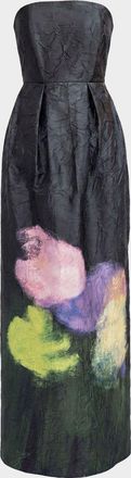 Love Birds Muse Strapless Abstract-Print Column Gown