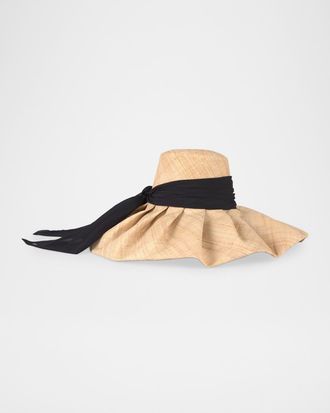 Eugenia Kim Bella Raffia Sun Hat with Chiffon Scarf