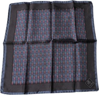 Dolce & Gabbana Mens Dark Blue Beetle Square Handkerchief Scarf Silk