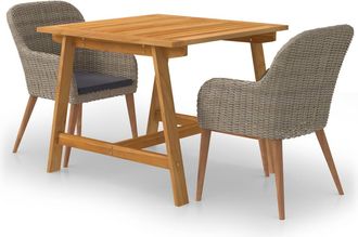 vidaXL Juego De Comedor Para Jard&iacute;n De 3 Piezas Marr&oacute;n Vidaxl