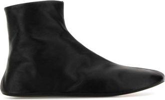 The Row Black Leather Ankle Boots