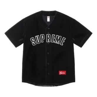 SUPREME Velvet Baseball Jersey Black SS25KN69-BLACK