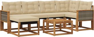 vidaXL Conjunto De Sof&aacute;s De Exterior 7 Uds. Natural Y Beige Vidaxl