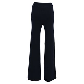 Chlo&eacute; Ribbed Flared Pants in Navy Blue Wool
