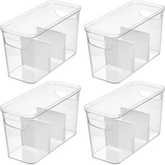 iDesign 3-Section Divided Pantry Organizer Bin - Set of 4 - Clear/White at Nordstrom
