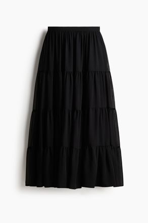 H&M Langer Stufenjupe - Schwarz