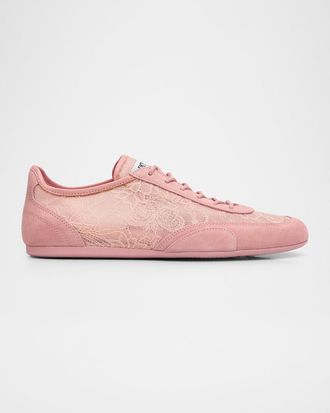 Jimmy Choo London Sunny Floral Lace and Suede Trainers