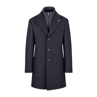 Manuel Ritz Single-Breasted Coat - Heren - Mantels - Blauw - Maat: S Wol