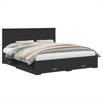 vidaXL Bed Frame Black and Silver 200 x 200 cm Engineered Wood vidaXL