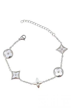 Adornia Mother of Pearl Clover Charm Bracelet in White at Nordstrom Rack