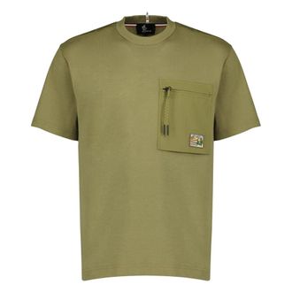 Moncler T-Shirts, male, Green, Size: L Cotton Pocket T-Shirt