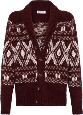Brunello Cucinelli Cardigan con scollo a scialle - Rosso