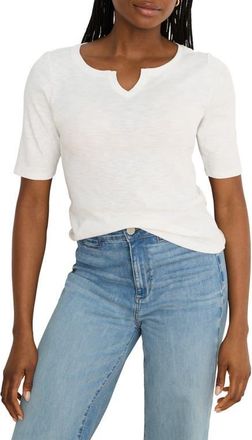 Nic+Zoe Elbow Sleeve Notch Neck T-Shirt in Paper White at Nordstrom, Size Xx-Large