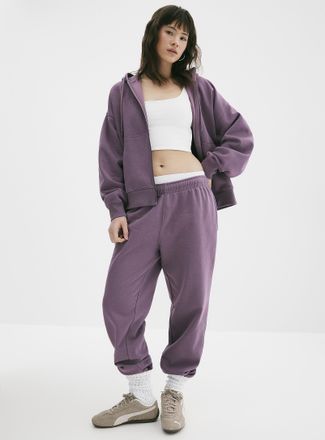 Twik Womens Solid cotton-fleece loose joggers