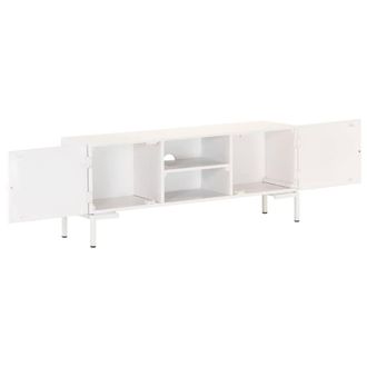 Berkfield Home TV Cabinet White 115x30x46 cm Solid Mango Wood | Size: 115 x 30 x 46 cm