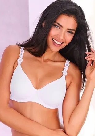 Lascana Multi Strap T-Shirt Bra in White at Nordstrom, Size 36Ddd