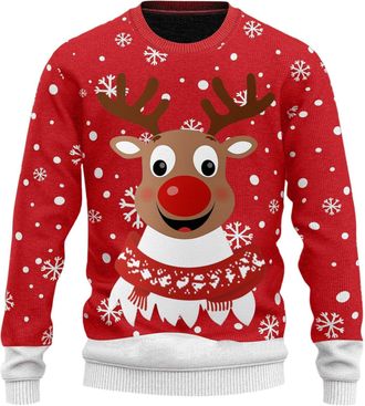 Generic Christmas Jumper Mens Funny Christmas Jumper Mens Long Sleeves Reindeer Pattern Christmas Jumper Ugly Christmas Sweater Christmas Knitted Jumper Warm 